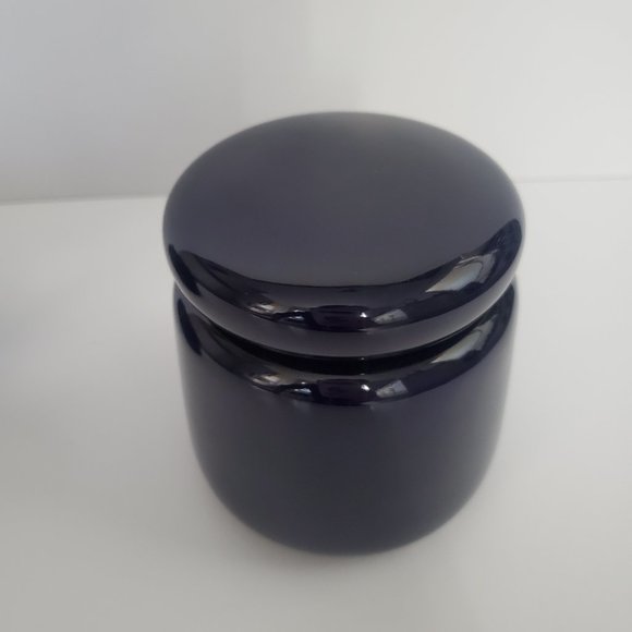 Minimalist Modernist Cream & Sugar server set Glossy Dark Navy Blue Sleek - Picture 7 of 9
